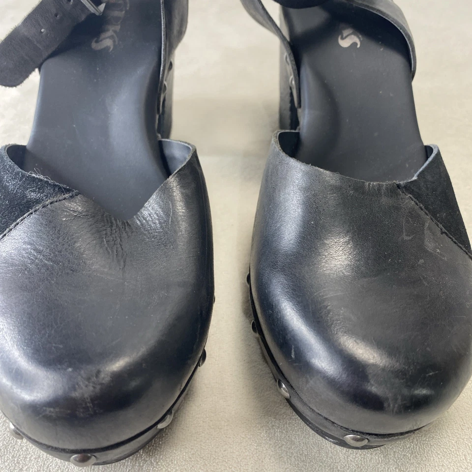 KORKS “Sex in the City” Chunky Heels Black Leather Mary Jane Clogs Studs Size 8 - Image 4 of 4