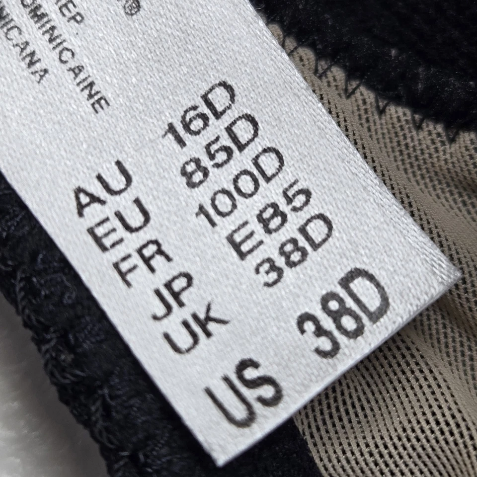 Sujetador Wacoal para mujer 38D negro floral camiseta con aros correa de encaje Foto 4 de 4