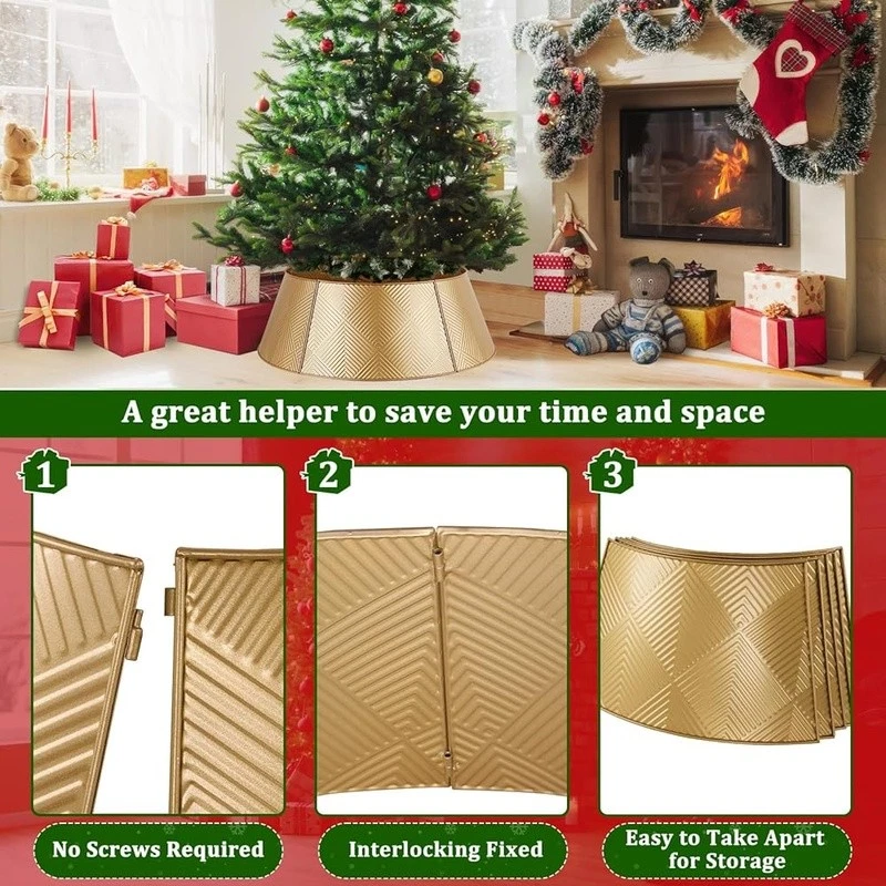 Metal Christmas Tree Collar Easy Assembly Pet-Friendly Space Saving Decoration - Image 4 of 4