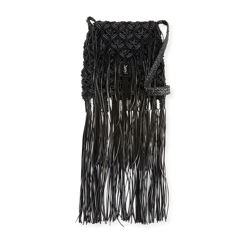 Saint Laurent — Saint Laurent Cross Body Folk Fringe Black Bag