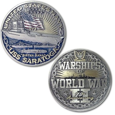 USS Saratoga CV-3 Aircraft Carrier Warships of World War 2 Collectible Coin