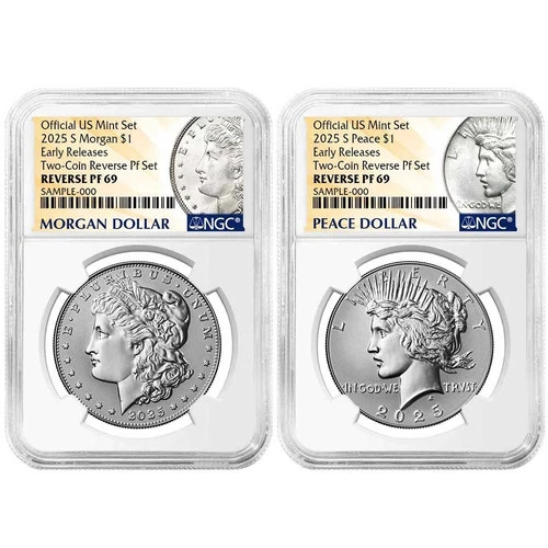 2025 S Morgan & Peace Silver Dollar $1 Reverse Proof  NGC PF69 Early Releases
