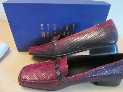 Stuart Weitzman Red Snake Womens Slip on Loafers 7.5 UNUSED w/ box $265