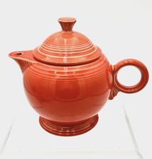 Vintage Fiesta Teapot & Lid Persimmon Coral Color Made in USA Homer Laughlin 80s