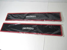 2 PACK SMIRNOFF VODKA RUBBER RAIL BAR MAT RUNNER 21 X 3 1/2 INCHES NEW