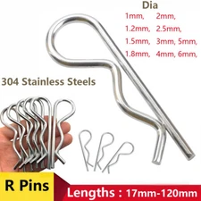 R Pins Shaft Retaining Clips A2 Stainless Steels Hair Pin Spring Dia 1mm to 7mm