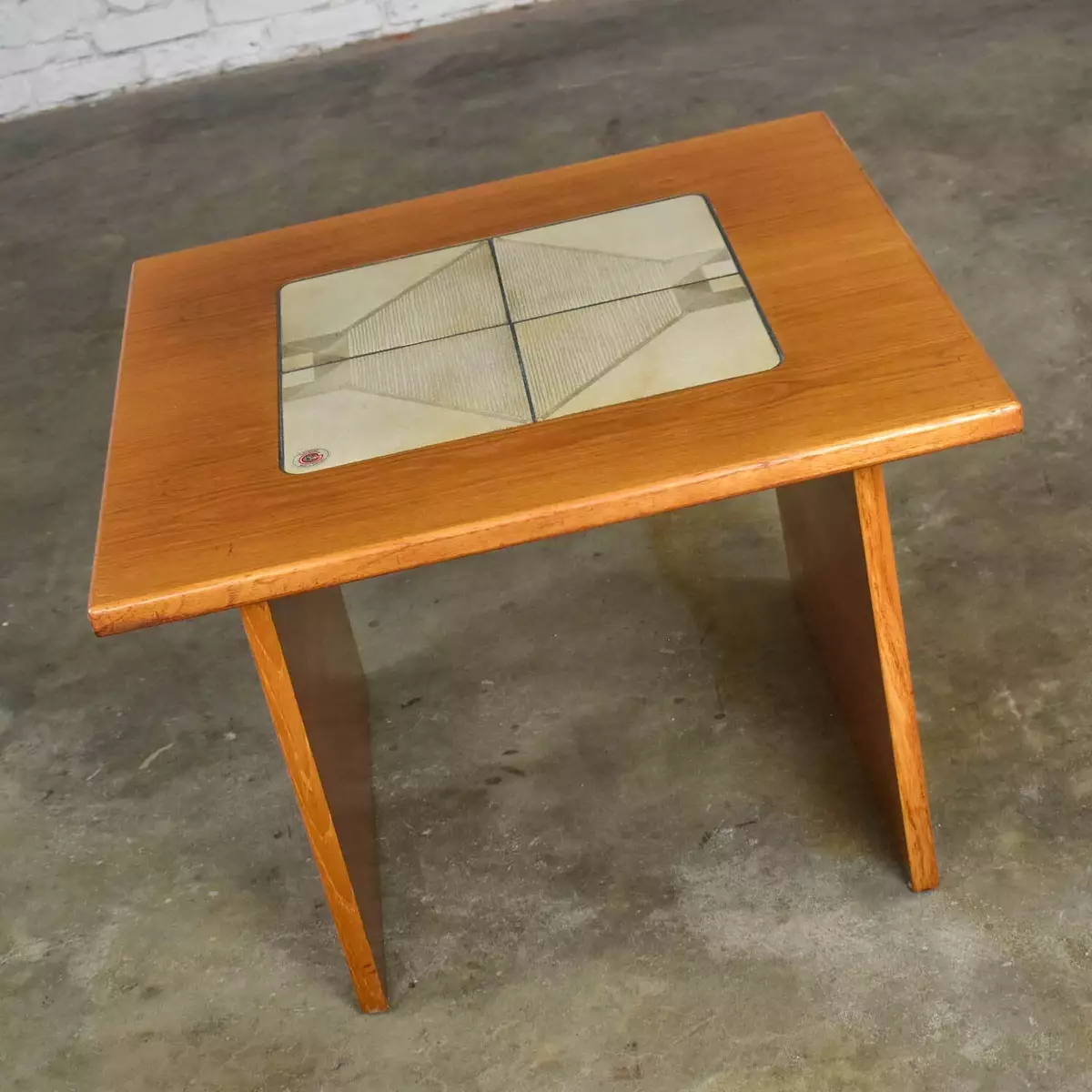 MCM Scandinavian Teak Side End Table Lovely Tile Insert Gangso Mobler