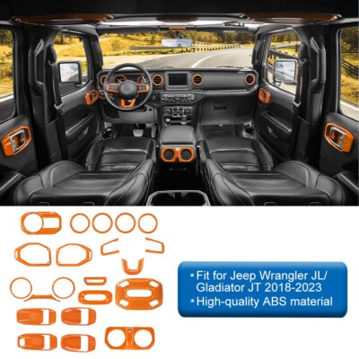 21x Whole Steering Dashboard Cover Trim Kit For Jeep Wrangler JL JT 2018+ Orange