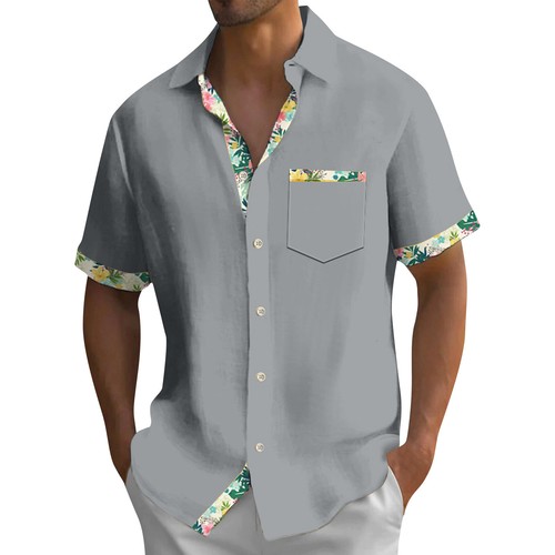 Men's Hawaiian Shirt, Vintage Short Sleeve Button Down Bowling Beach Shirts W - Picture 8 of 42