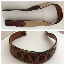 VTG Tony Lama Belt Strap 1.7" Wide sz 34 Raybo Leather Fur Brown Made in USA