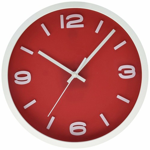 Reloj de pared de forma redonda de 12 pulgadas, barrido silencioso sin Tik Tok, rojo - Imagen 2 de 3