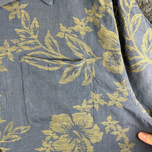 Reyn Spooner Hawaiian Shirt Blue Mens 2XL Floral Regency Silk Linen - Picture 5 of 16