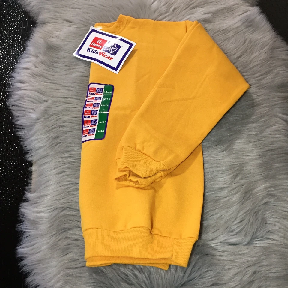 Sudadera vintage 1996 nueva con etiquetas Hanes Kidswear amarilla polar talla niños grande 12/14 Foto 4 de 4