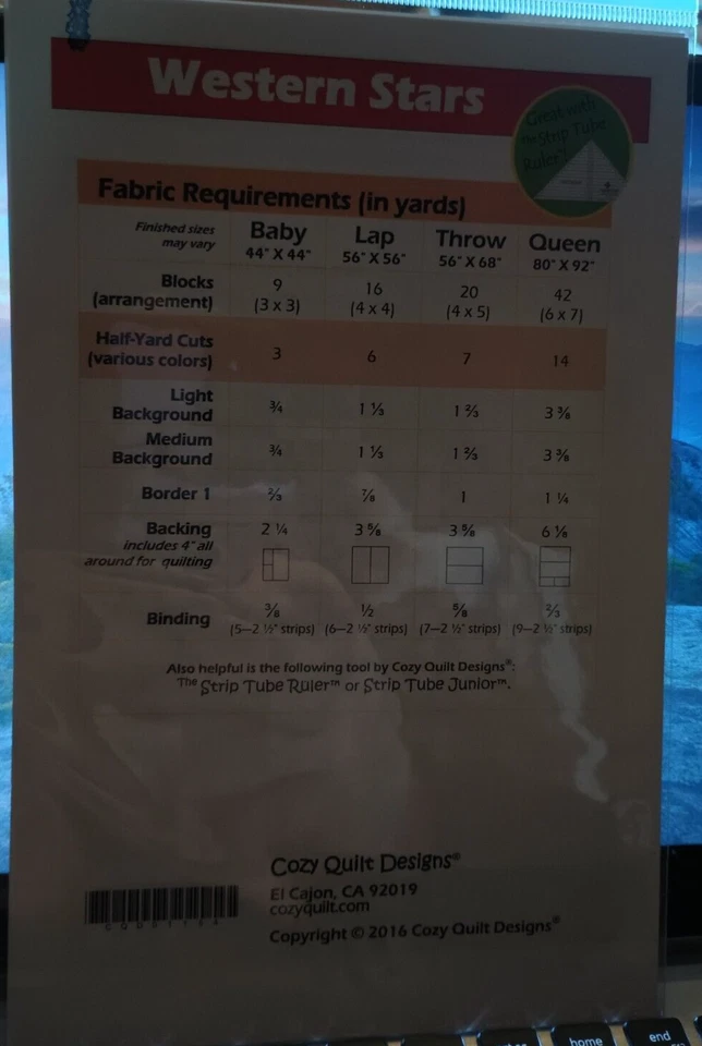 Western Stars Cozy Quilt Designs Pattern Baby Lap Throw Queen CQD01154 - Image 2 of 2