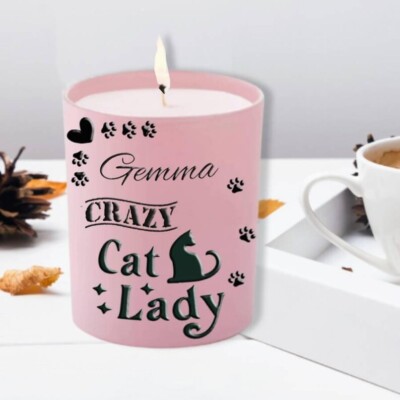 Crazy Cat Lady / Katzenpapa. Personalisierte Duftkerze Soja Geschenk.
