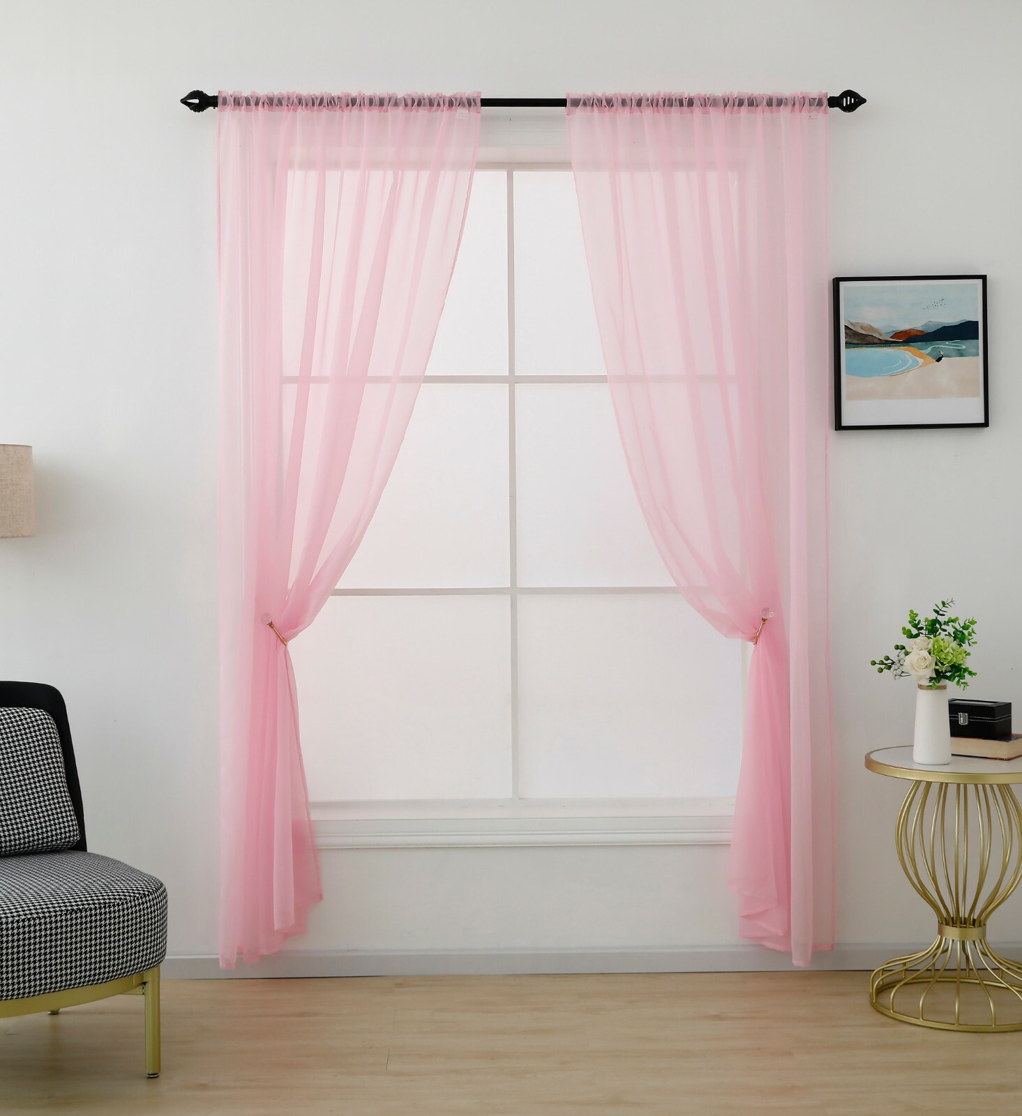 Misa Styles Sparkle Silver Metallic Stripe Voile Curtain Panel – Rod Pocket, Slot Top, Multiple Sizes & Colors