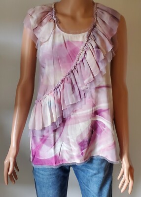 NWT Roberto Cavalli CWT643-SQJ54 Woman's Purple Tie Dye Made in Italy, Size 42