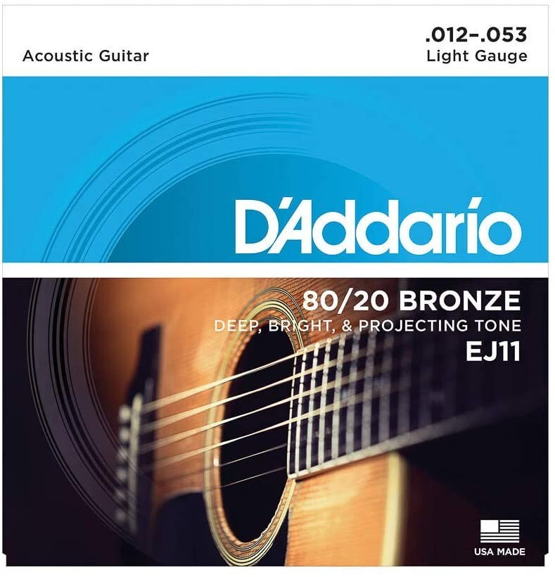 Струны для акустической гитары DAddario EJ11 80/20 Bronze Light калибра 12-53
