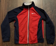 Nike Youth Jacket Full Zip Pockets Red Blue Boys Size 7 Polyester Athletic