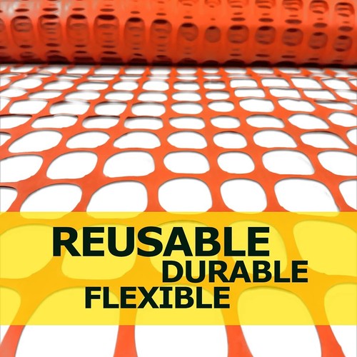 Ashman Plastic Mesh Fence, Construction Barrier Netting, Orange, 4'x200' Feet. - Picture 4 of 8
