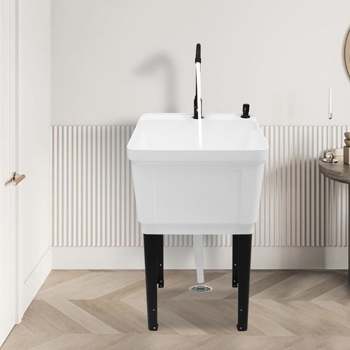 Utility Sink Laundry Tub Freestanding Utility Sink with Stainless Steel Faucet - Picture 4 of 20