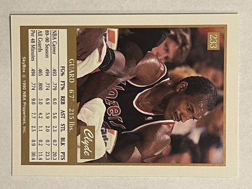 1990-91 Skybox Basketball NBA Clyde Drexler Portland Trail Blazers #233 - Bild 2 von 2
