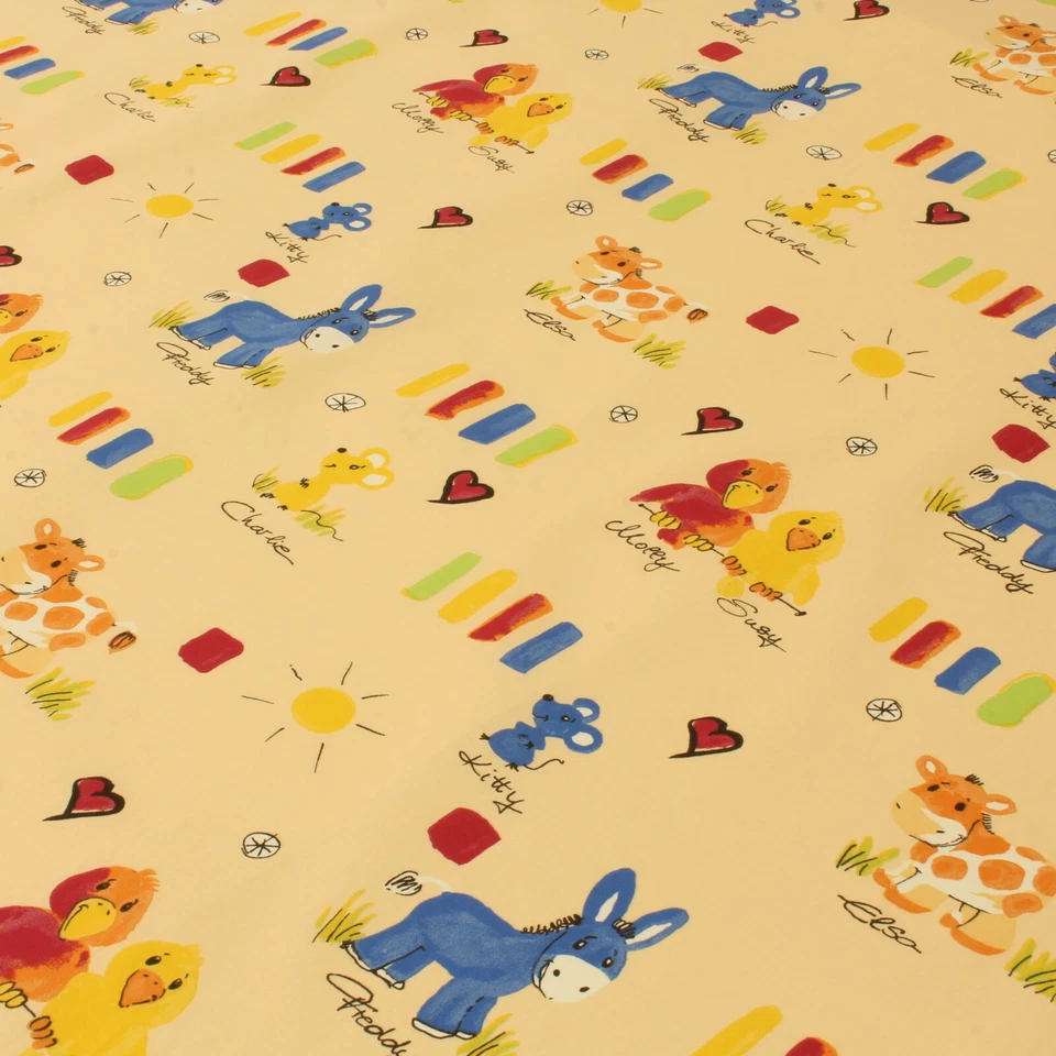 Kinder Stoff Baby Tiere Kuh Maus Esel Meterware Baumwolle Kinderzimmer Deko - Bild 4 von 4