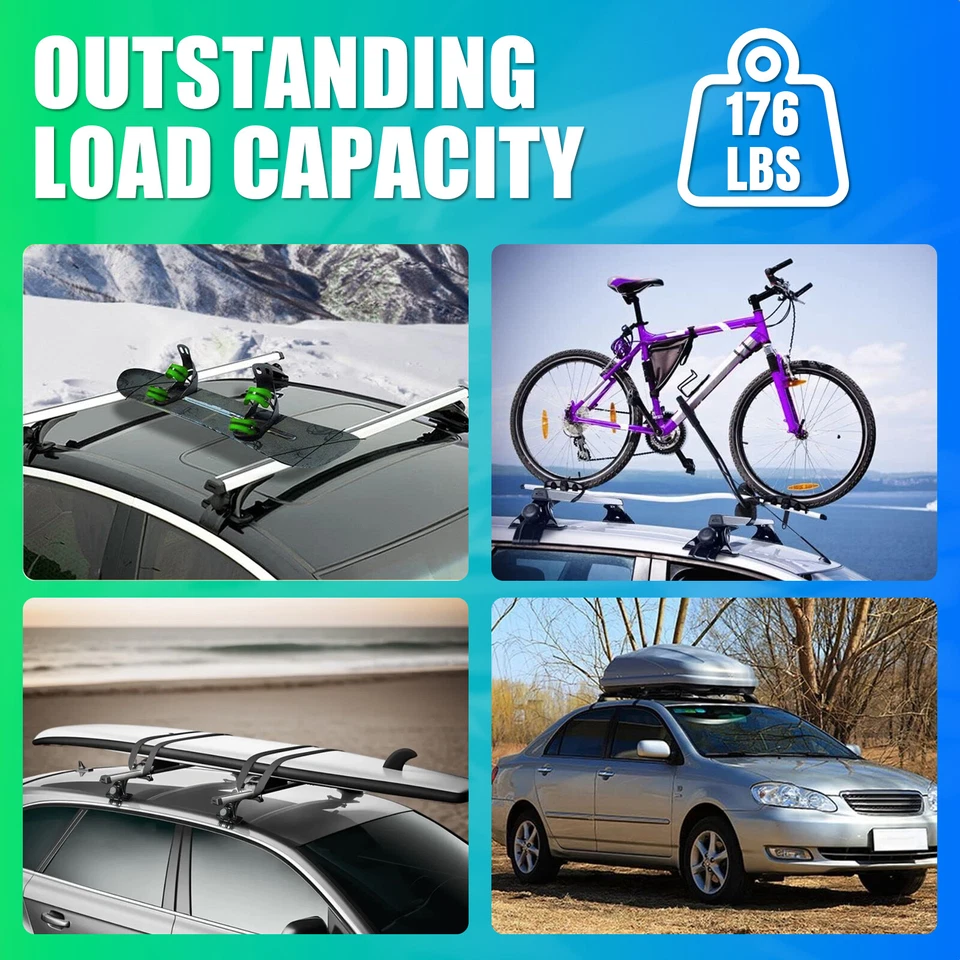 48" Car Top Roof Rack Cross Bar Cargo Luggage Carrier w/ Lock For Toyota Prius Foto 2 de 4