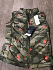 NWT Gap Girls Puffer Camouflage HEART Vest, XS