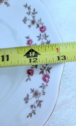 Favolina Karloina Serving Platter Scallop Gold Trim Edge Floral Poland 13 X 9.5" - Picture 8 of 9