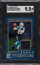 Christian McCaffrey RC 2017 Donruss Optic ROOKIE PHENOM MATERIAL #5 SGC 9.5 MINT