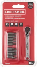 CRAFTSMAN Ratcheting Screwdriver Bit Set 10pc Phillips Slotted Torx (CMHT68008).