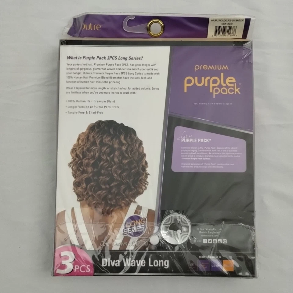 Outre Purple Pack Serie Larga 3 PIEZAS Diva Wave Largo DR2730 100% Humano Nuevo Foto 3 de 4