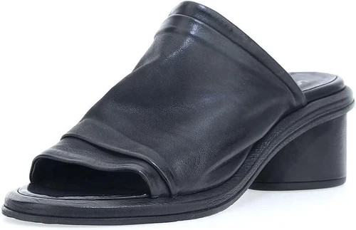 $300 A.S.98 LIOR HEEL MULE SANDAL SLIDE BLOCK LEATHER BLACK 40 (DB35)