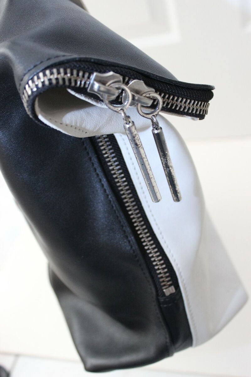 3.1 Phillip Lim Soft Leather 31 Hour Black & White X-Large 3.1 Phillip Lim Soft Leather 31 Hour Black & White X-Large