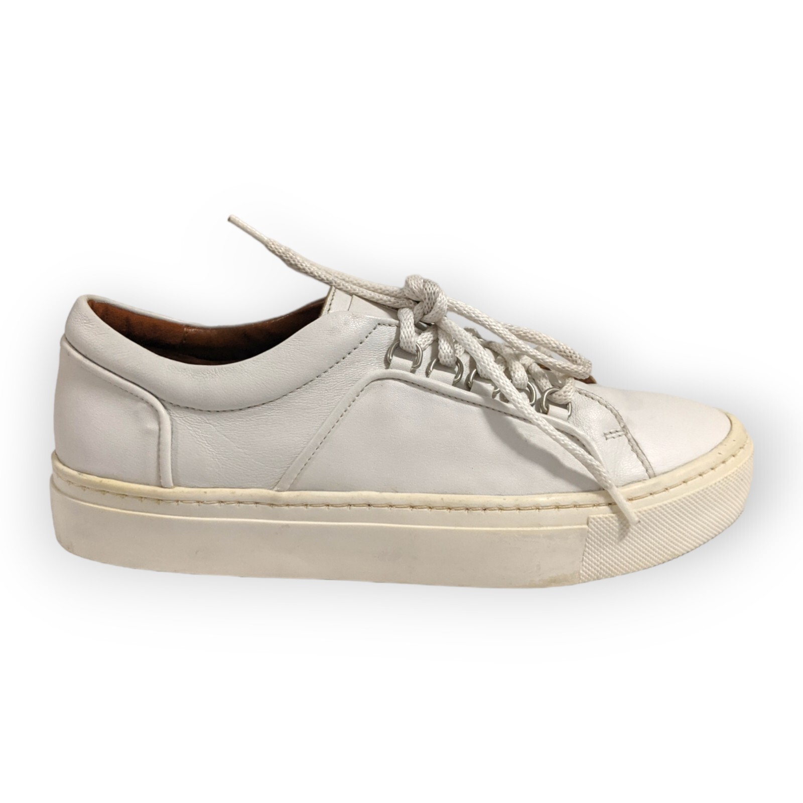 Zara Basic Collection White Lace Up Sneakers, 7.5 - image 2
