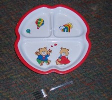 PECOWARE Melamine Kid's "Bears" Divided Plate  Jasco Kid's Fork