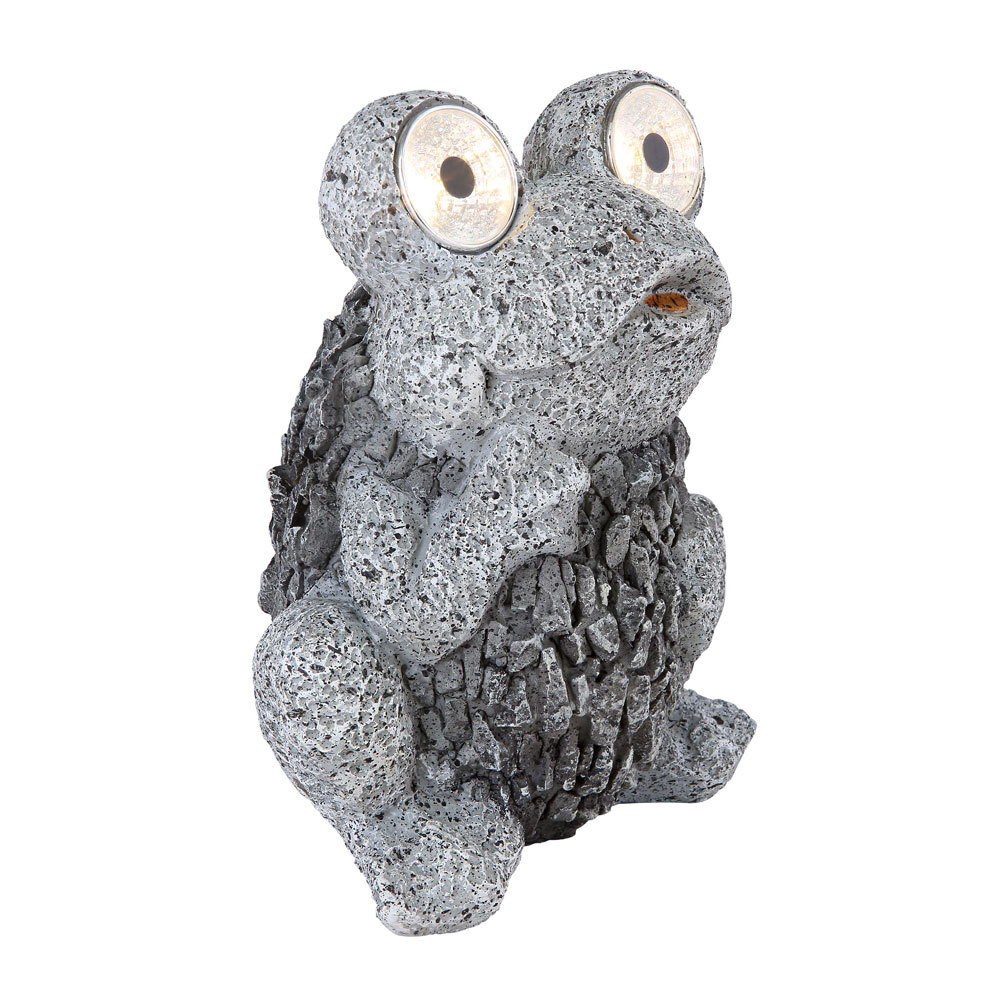 Colourliving Solarleuchte Frosch Mit Blumenkarre – Metallisch Braun, Gartendeko, Ca. 49 Cm Hoch