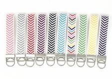 Multi Color Wave White Webbing Wristlet Key Fob with key chain