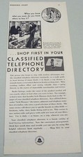 1930 Print Ad Bell System Classified Telephone Directory Vintage Phones