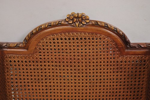 Vintage French Louis XVl Style Carved Walnut Cane Bergere Lounge Chairs - a Pair - Picture 6 of 12