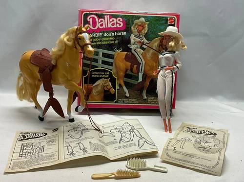 VINTAGE 1980 MATTEL BARBIE DALLAS  TAN HORSE ORIGINAL BOX And Additional Doll