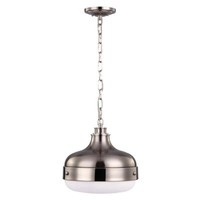 Pendellampe Deckenlampe HäNgeleuchte Stahl Glas D 33Cm Nickel GebüRsteter Stahl