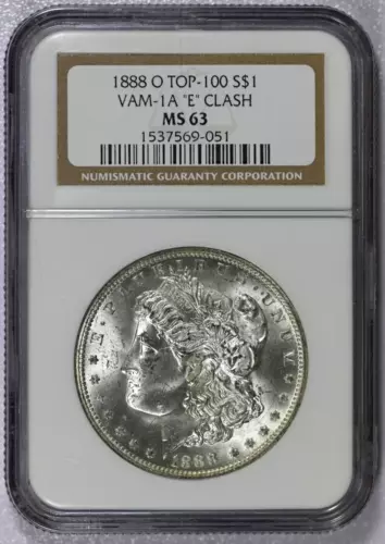 1888-O NGC MS63 Top 100 VAM-1A "E" Clash Morgan Dollar in Old Holder