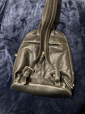 Preston & York Leather Black Backpack Purse | eBay