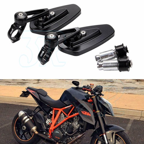Universal Motorcycle 7/8" Handle Bar End Mirrors Rear Side View Cafe Racer Set - Picture 10 of 11