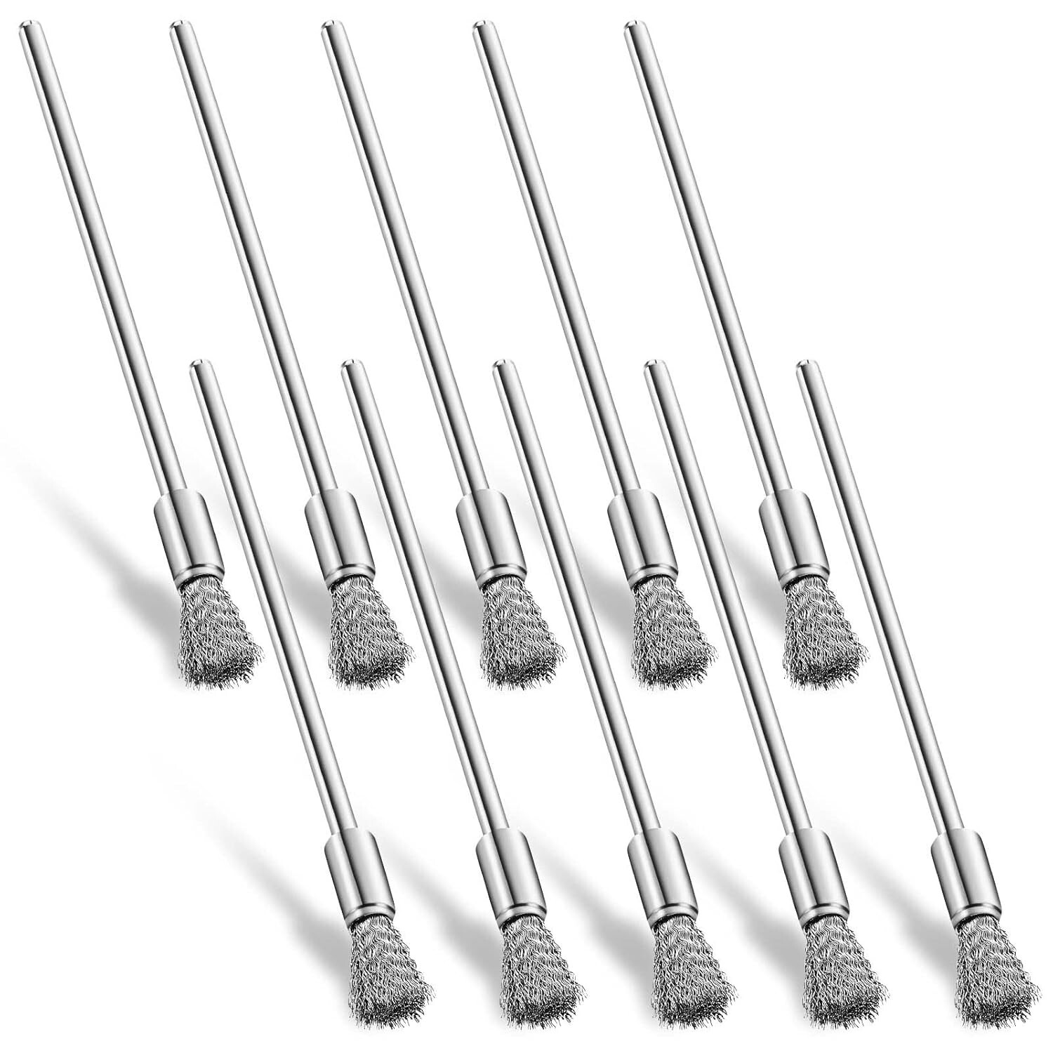 10 Pcs Small Wire Brush Extended Wire Brush for Drill Stainless Steel Wire Brush