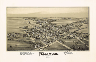 Panoramic Map of Fleetwood Pennsylvania 16x24