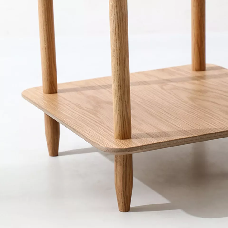 2 Layer Solid Wood End Table Sofa Side Table Nightstand for Living Room Bedroom - Image 4 of 4