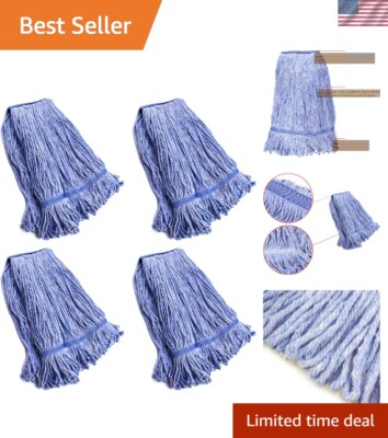 Durable Blue Cotton Looped Mop Head Refills - 75% Cotton for Superior Absorbency